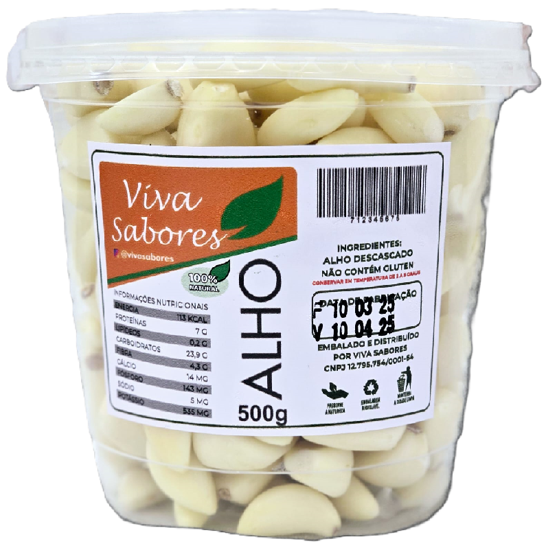 Alho Descascado 500g Direto do produtor